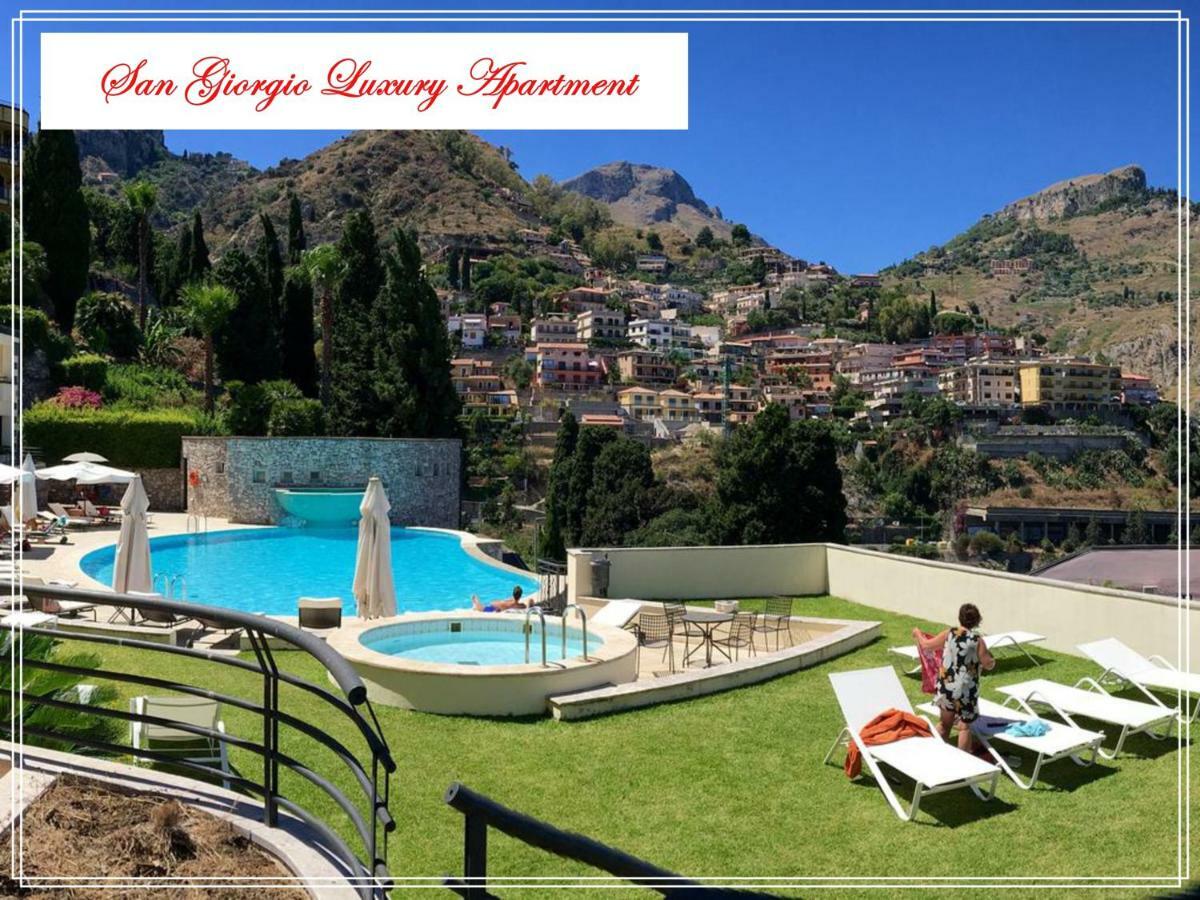 San Giorgio Luxury Apartment Taormina-Panoramic Pool & Parking Space Zewnętrze zdjęcie